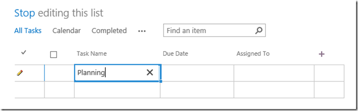 "planning" being typed into the first line of an excel document