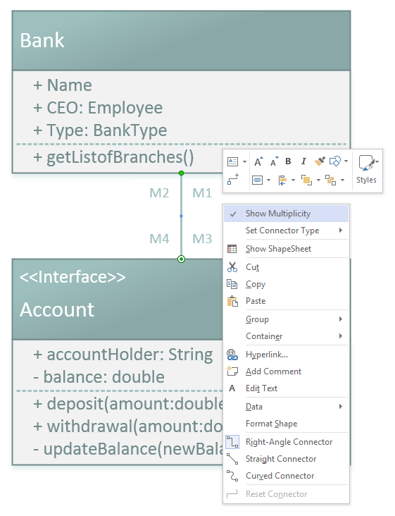 Visio UML Class diagram - Show multiplicity Visio UML Class diagram - Show multiplicity