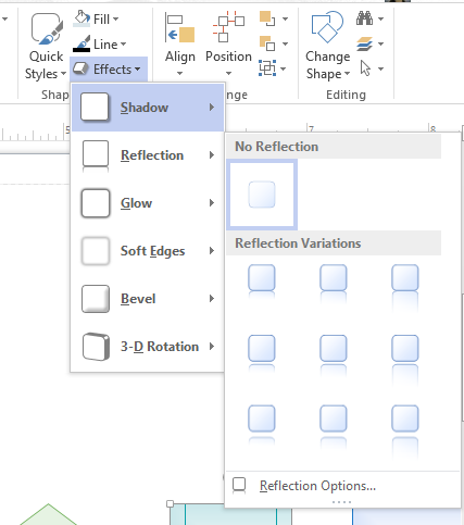 Visio shape effects menu