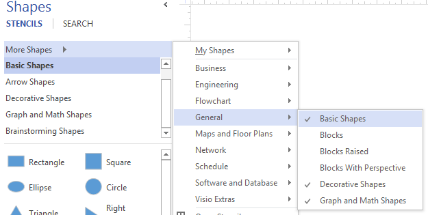 Visio More Shapes browse menu Visio More Shapes browse menu
