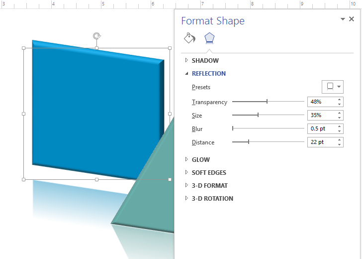 Applying effects to a shape
