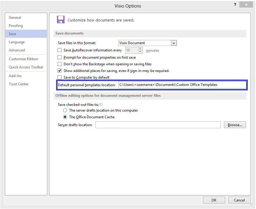 Visio start custom personal templates dialog Visio start custom personal templates dialog