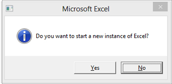 Microsoft Excel message window