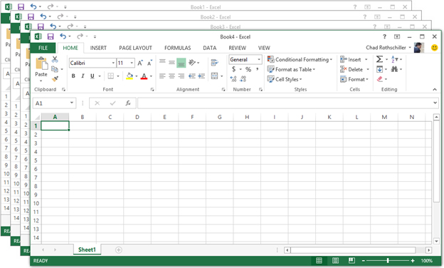Layered Excel worksheets.