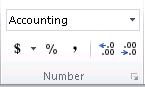Accounting number format in Number group