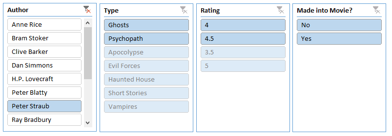 Slicer button examples
