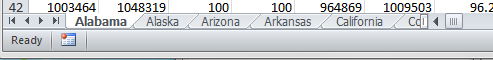 Worksheet tabs at bottom of Excel window Worksheet tabs at bottom of Excel window