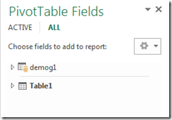 PivotTable Fields menu collapsed
