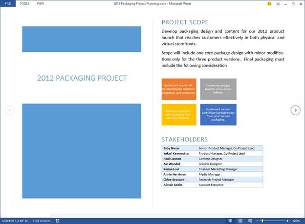 Screenshot of reading mode in two column view