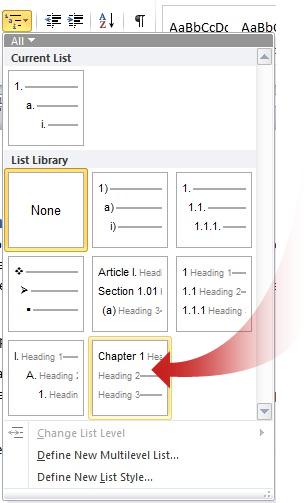Chapter option in the List Library