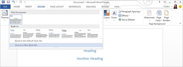 Screenshot of a new style added to a document