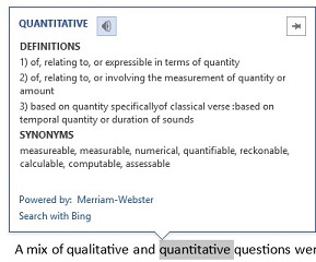 Screenshot of definition call-out