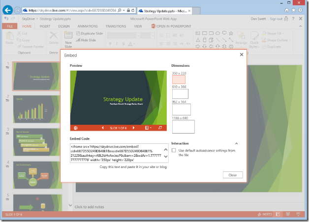 webapp6 share presentation in webapp