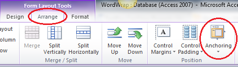 The Anchoring command on the Arrange tab The Anchoring command on the Arrange tab