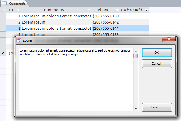 The Zoom dialog box The Zoom dialog box