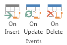 Events in Access 2013 get translated into AFTER triggers in SQL.