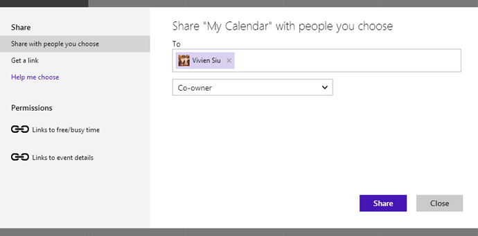 Share "my calendar" with people you choose
