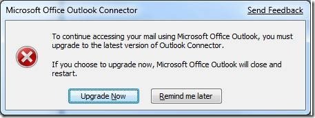 Outlook Connector installation dialog box