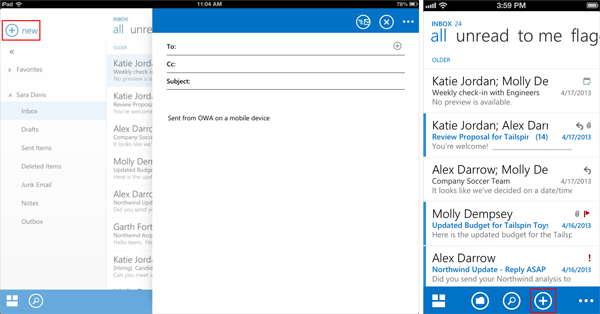 An empty new email window popup is visible