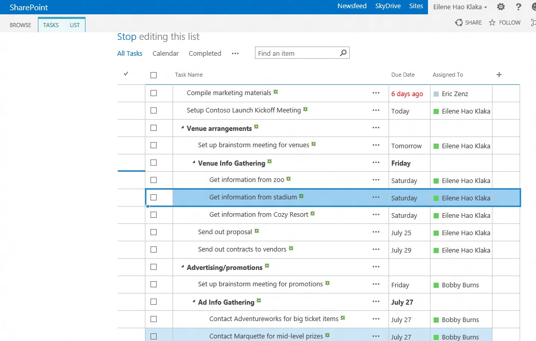 Editing a list in sharepoint