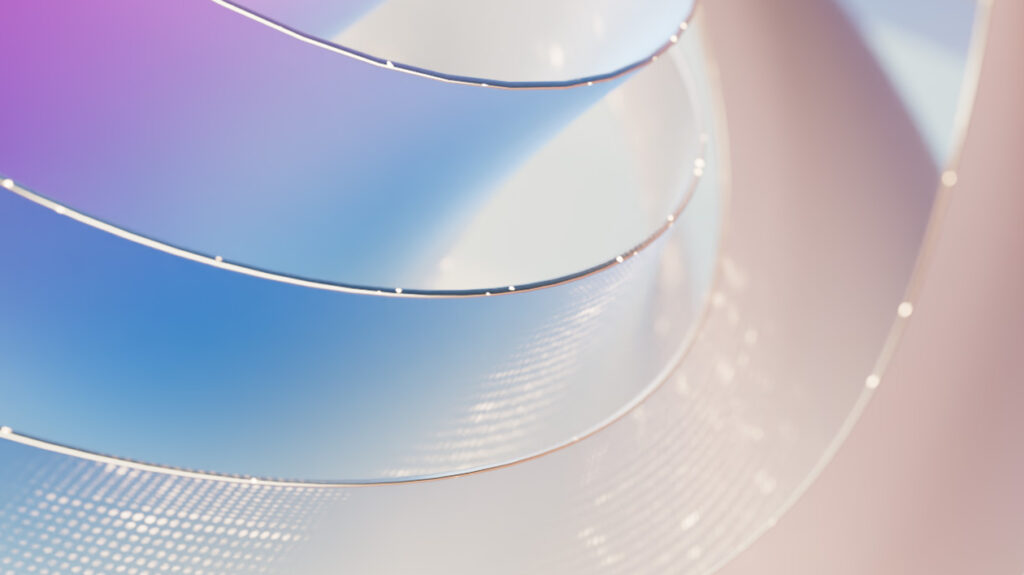 A decorative abstract art background with curving blue and purple layers