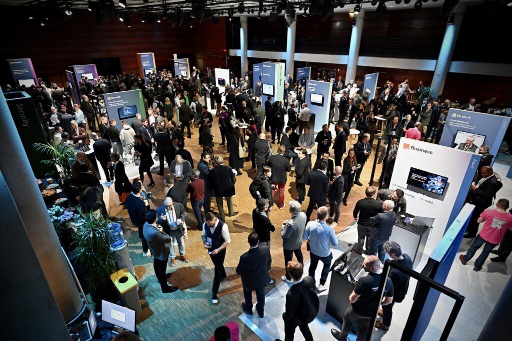 A showroom from the Microsoft AI Tour in Paris, France where business leaders are testing Microsoft AI solutions