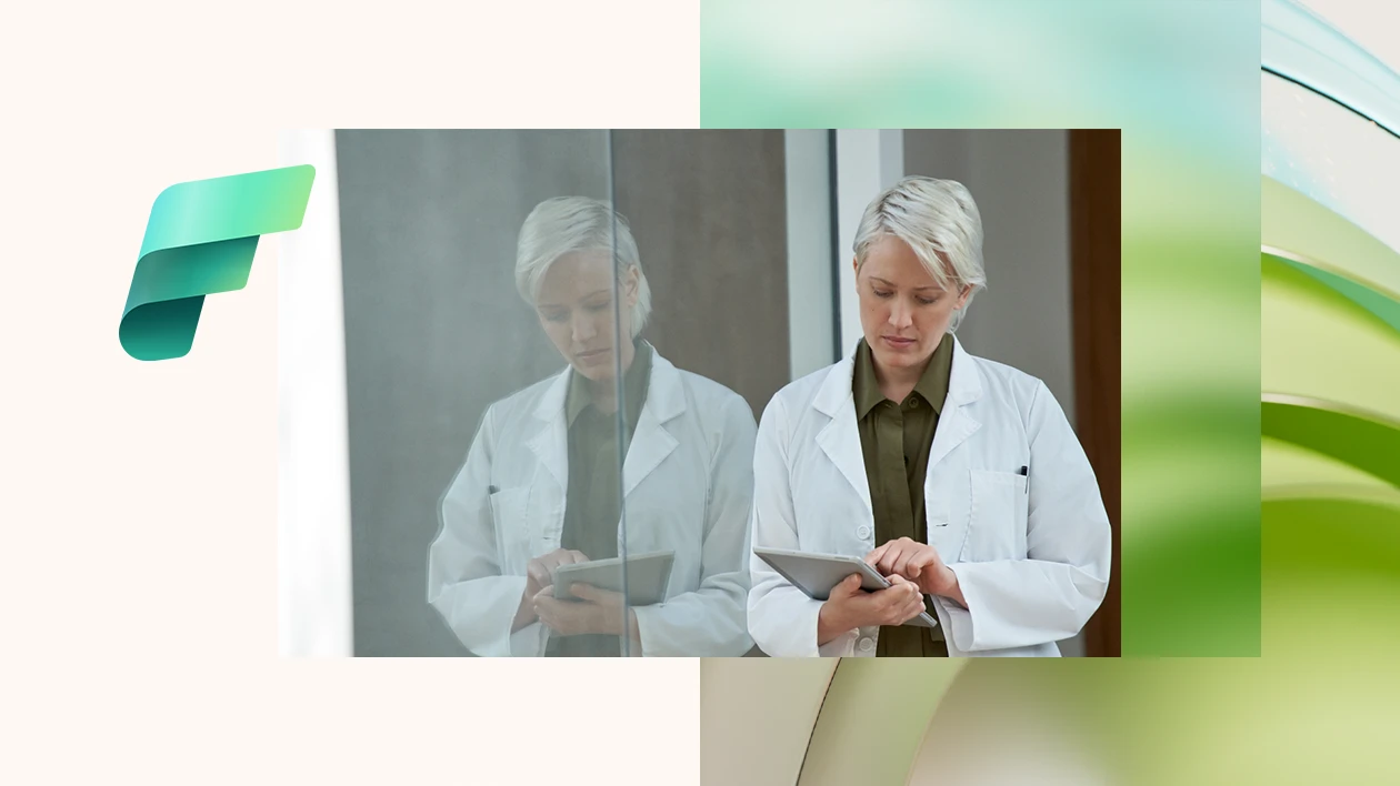 A decorative image of a doctor using a data solution