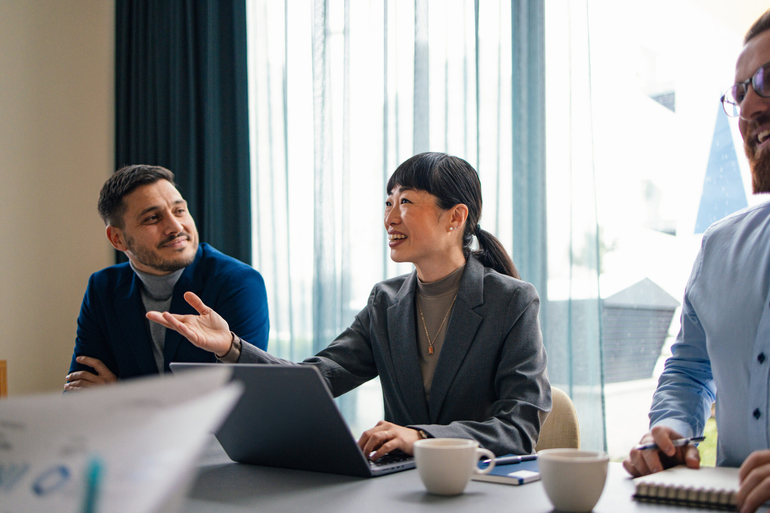 Businesswoman leading a discussion in a meeting