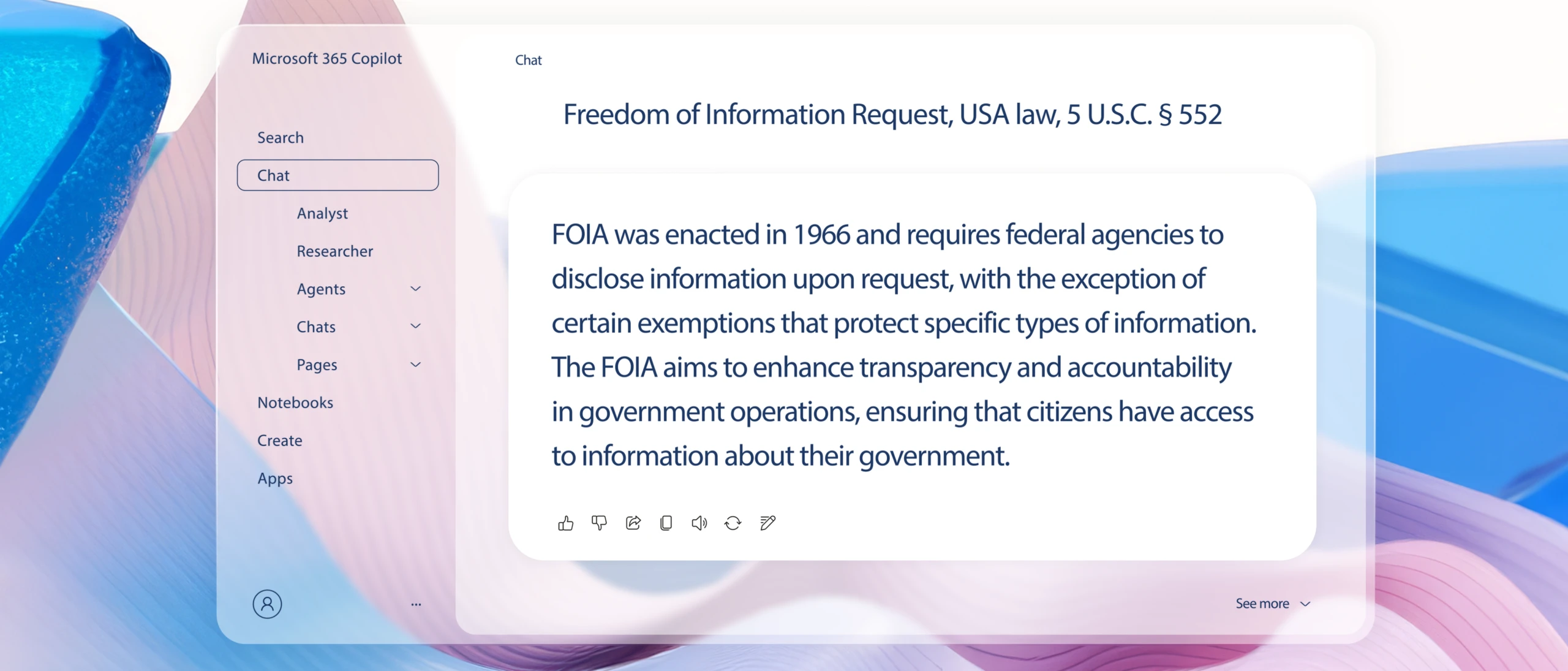 An image of the Freedom of Information Request, USA law, 5 U.S.C 552