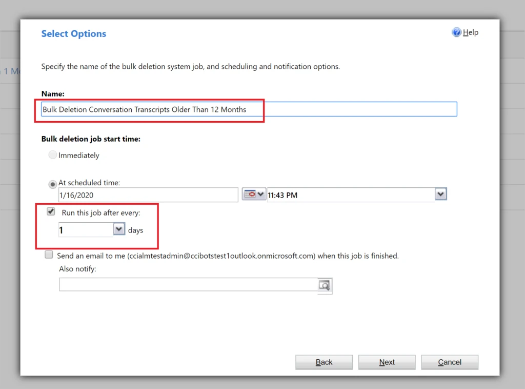Select Options screenshot