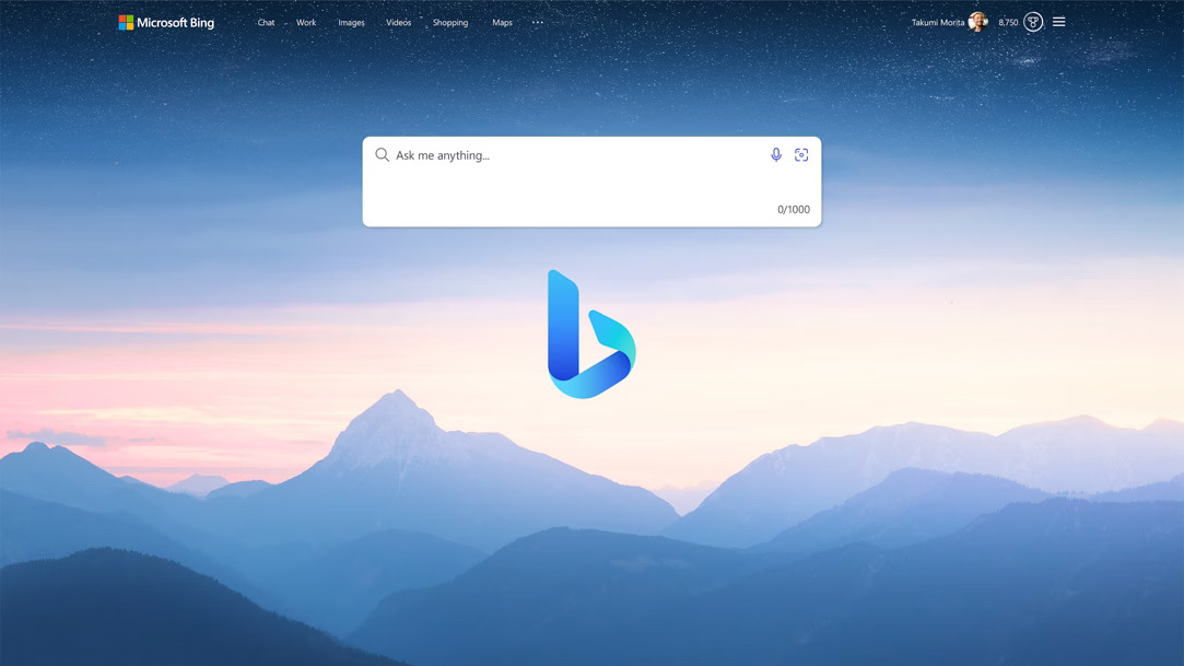 The Bing chats prompt box that reads Ask me anything