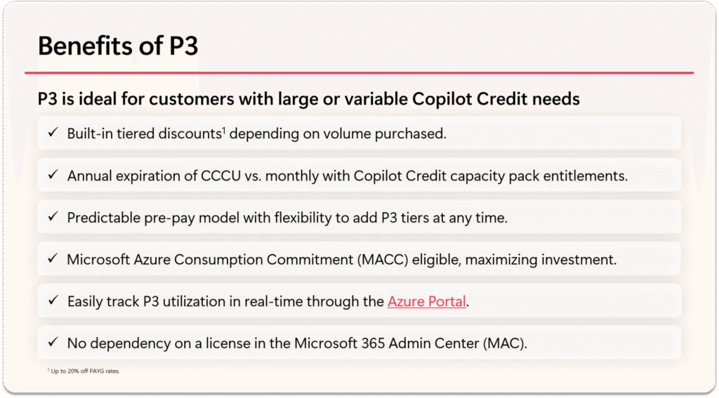 A screenshot listing benefits of Pre-Purchase Plan