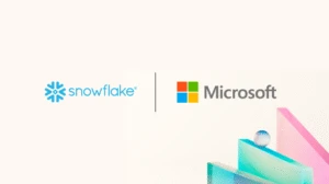 Snowflake and Microsoft logos on abstract image