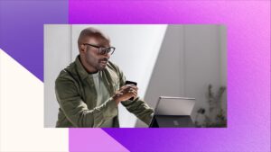 Person looking at laptop.