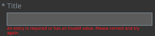 red text below blank field value