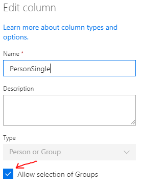 Allow selection of groups in a Person column
