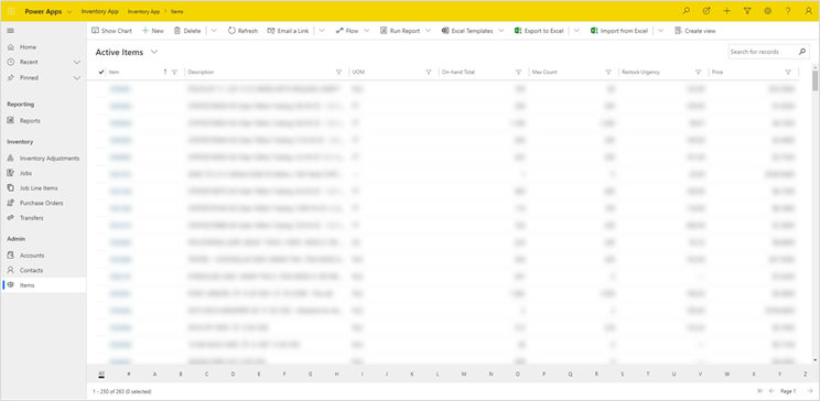 Screenshot of model-driven app