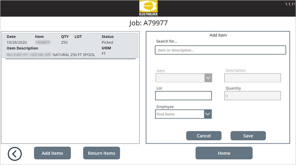 Screenshot of canvas app screen for adding items