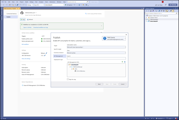 Figure 1. Easily publish your project to Azure from Visual Studio