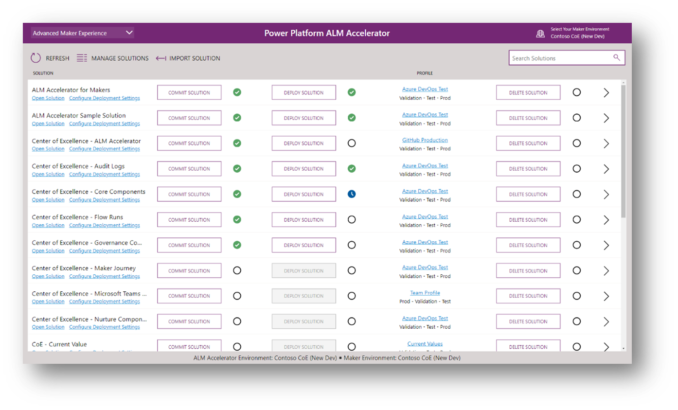 Screenshot of ALM Accelerator canvas app