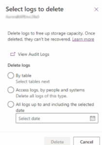 New audit deletion options