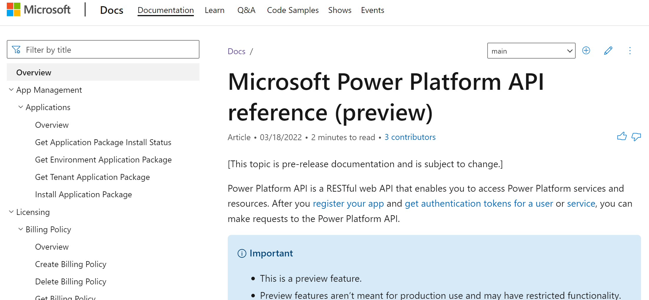 Technical reference documentation