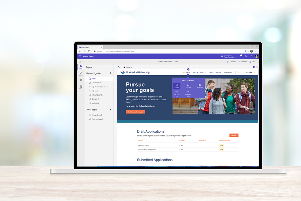 Screenshot of Microsoft Power Pages webpage.