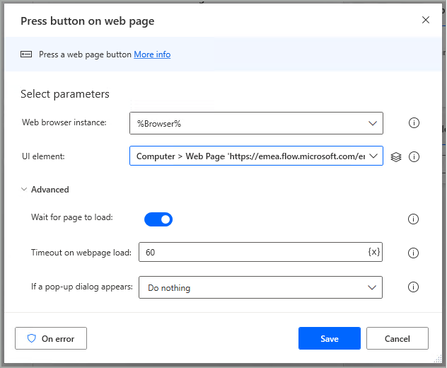 Timeout on webpage load
