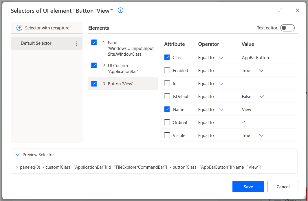 New selectors screen