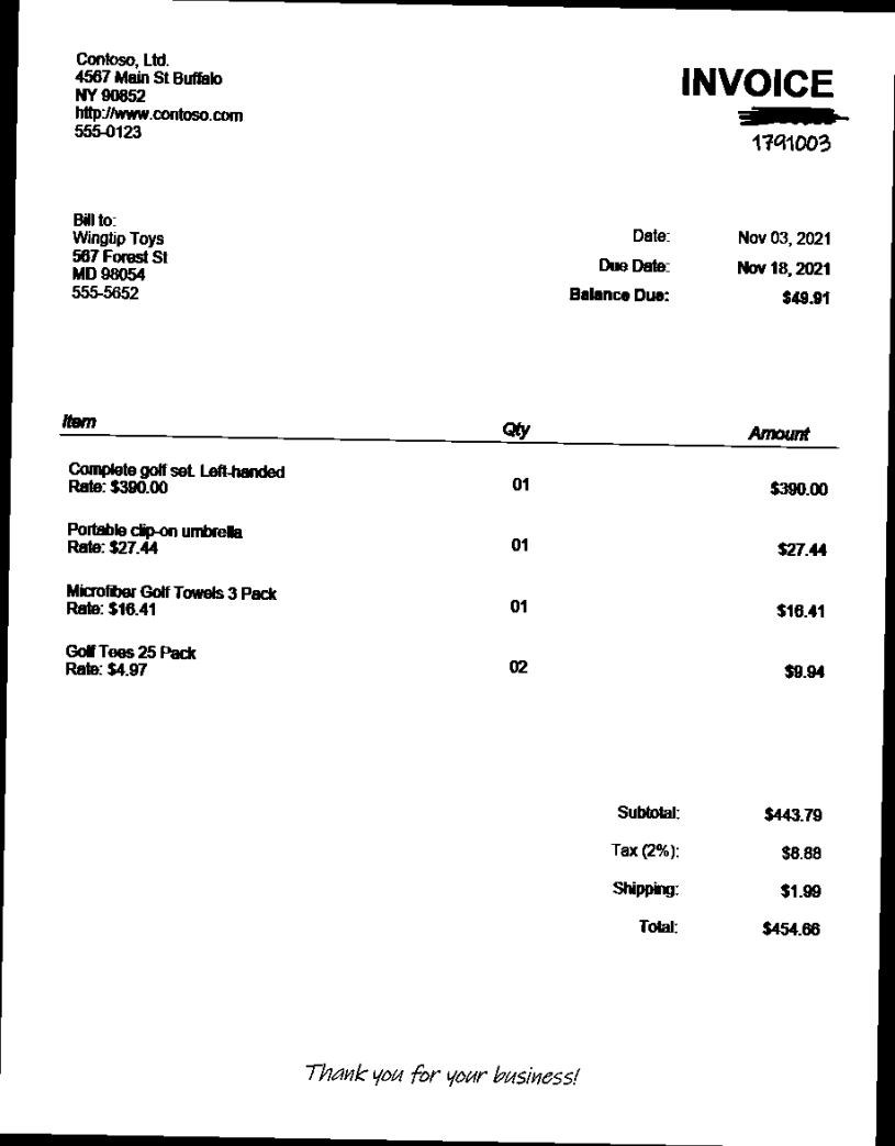 An invoice is an example of a semi-structured documents