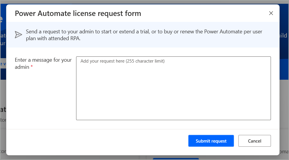 License request from admin