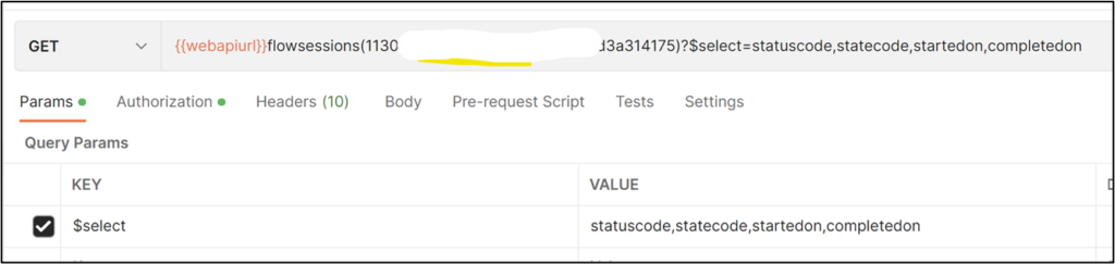 Request: Get status for a desktop flow run