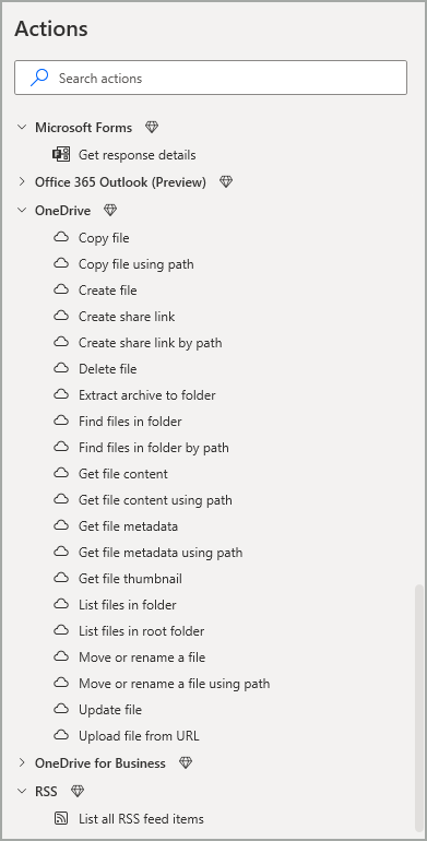 Microsoft Forms-OneDrvive-RSS connectors
