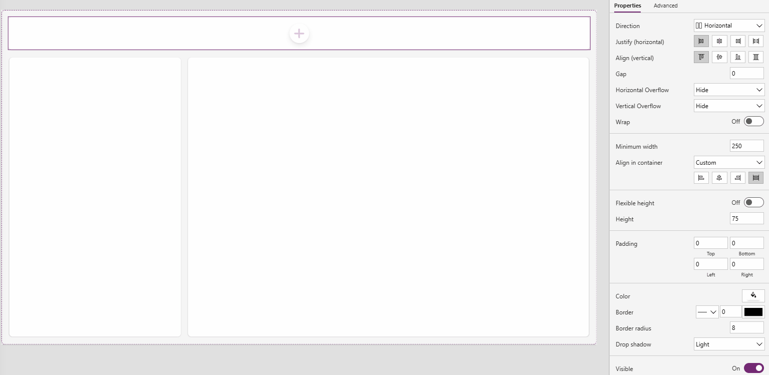 Header control in canvas apps
